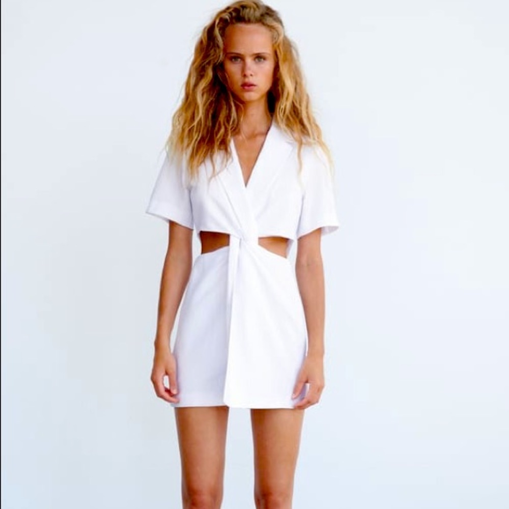 White Cut Out Blazer Dress Zara NWT Sz S